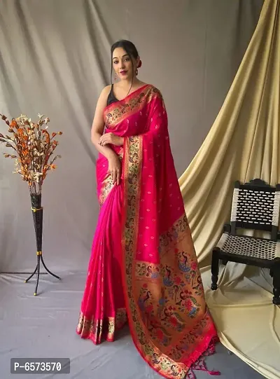 Beautiful Silk Blend Saree with Blouse piece-thumb3