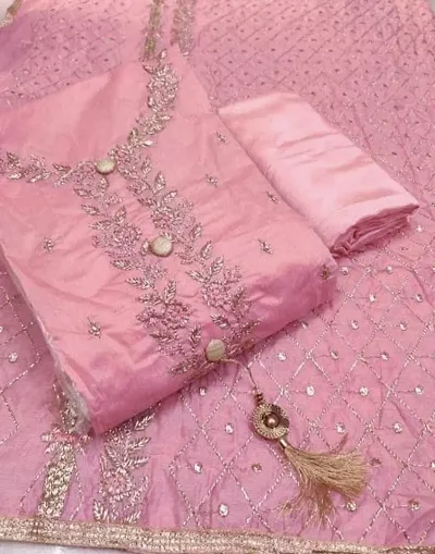 Elite Pink Modal Silk Women Dress Material with Dupatta