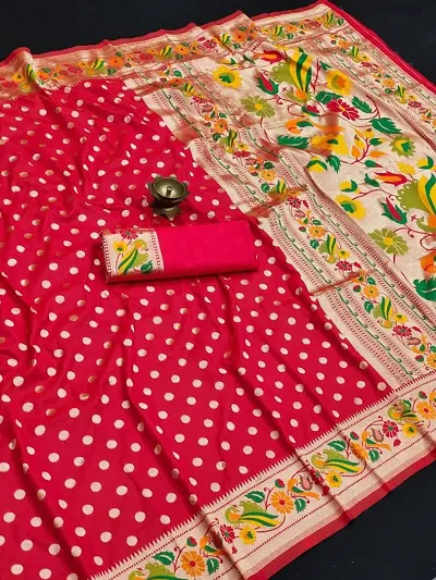 Paithani Silk Zari Woven Sarees with Blouse piece