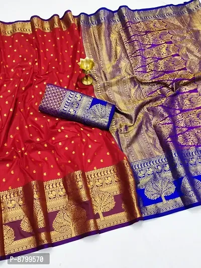 Womens Pure Banarasi Silk Saree With Blouse Piece-thumb0