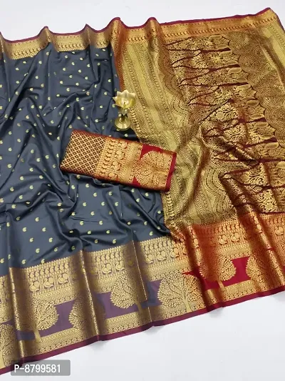 Womens Pure Banarasi Silk Saree With Blouse Piece-thumb0