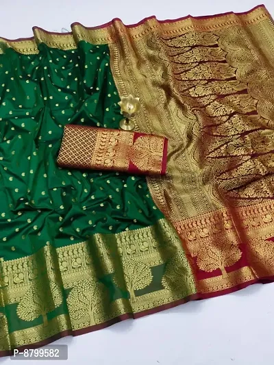 Womens Pure Banarasi Silk Saree With Blouse Piece-thumb0