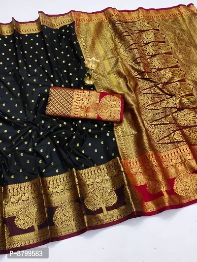 Womens Pure Banarasi Silk Saree With Blouse Piece