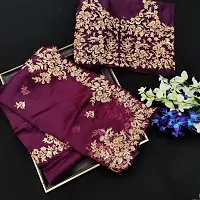 Women Organza Embroidered Saree with Blouse piece-thumb1