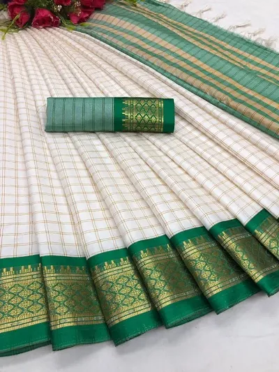 Beautiful Cotton Checked Sarees with Blouse piece