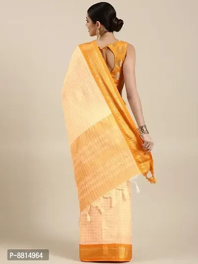 Womens Cotton Silk Checked Saree With Blouse Piece-thumb3