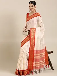 Womens Cotton Silk Checked Saree With Blouse Piece-thumb1