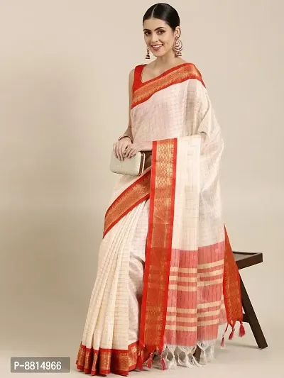 Womens Cotton Silk Checked Saree With Blouse Piece-thumb2