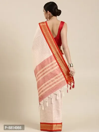 Womens Cotton Silk Checked Saree With Blouse Piece-thumb3