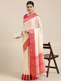 Womens Cotton Silk Checked Saree With Blouse Piece-thumb1