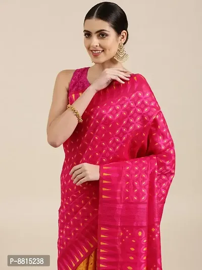 Womens Jamdani Cotton Silk Saree With Blouse Piece-thumb3