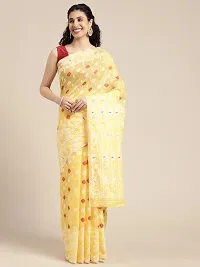 Womens Jamdani Cotton Silk Saree With Blouse Piece-thumb1
