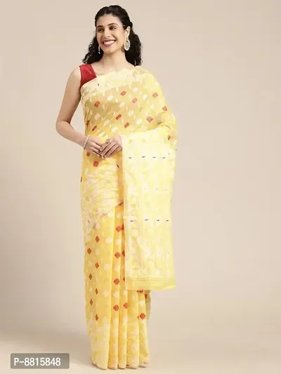 Womens Jamdani Cotton Silk Saree With Blouse Piece-thumb2