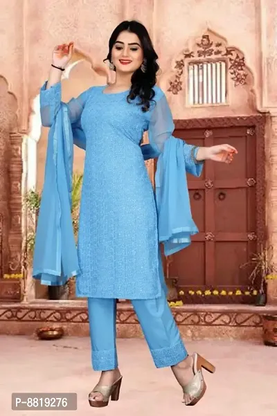 Fancy Georgette Unstitched Dress Material for Women-thumb0