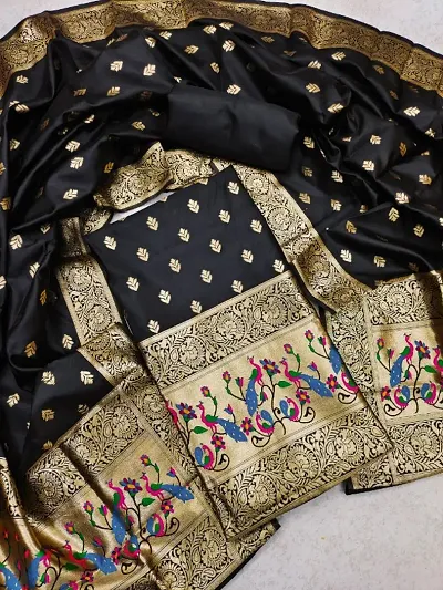 Banarasi Pure Silk Paithani Style Dress Material