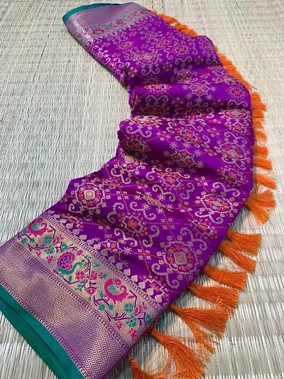 Banarasi Silk Patola Woven Sarees With Blouse Piece