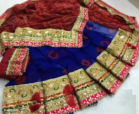 Womens Georgette Saree With Unstitched Blouse Piece