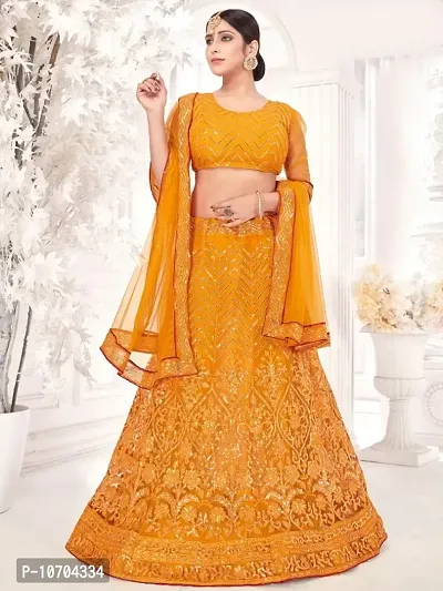 Net Embroidered Lehenga Choli With Dupatta-thumb0