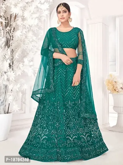 Net Embroidered Lehenga Choli With Dupatta-thumb0