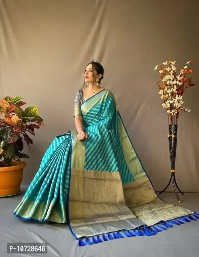 Womens Banarasi Silk Blend Saree With Blouse Piece