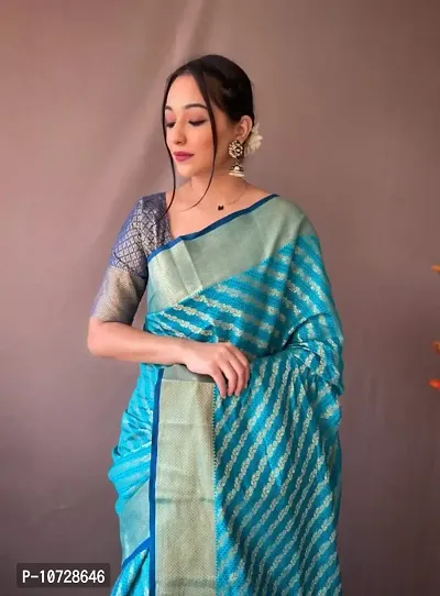 Womens Banarasi Silk Blend Saree With Blouse Piece-thumb2