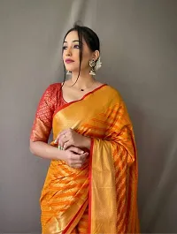 Womens Banarasi Silk Blend Saree With Blouse Piece-thumb1