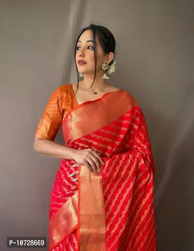 Womens Banarasi Silk Blend Saree With Blouse Piece-thumb2