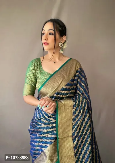 Womens Banarasi Silk Blend Saree With Blouse Piece-thumb2