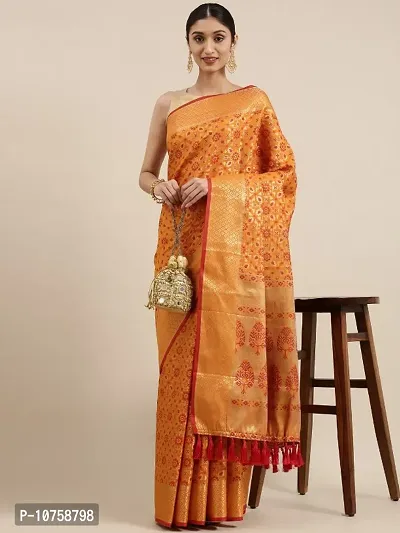 Women Banarasi Silk Blend Patola Saree With Blouse Piece-thumb0