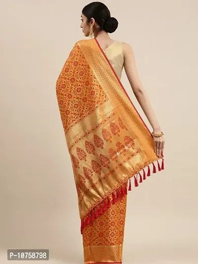 Women Banarasi Silk Blend Patola Saree With Blouse Piece-thumb4