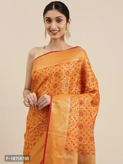 Women Banarasi Silk Blend Patola Saree With Blouse Piece-thumb5