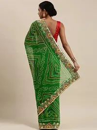 Womens Georgette Bandhani Saree With Gota Patti Work With Blouse Piece-thumb1