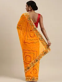 Womens Georgette Bandhani Saree With Gota Patti Work With Blouse Piece-thumb1