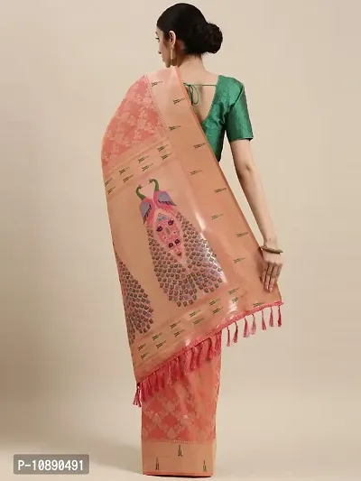 Womens Silk Blend Paithani Saree With Blouse Piece-thumb2