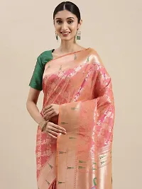 Womens Silk Blend Paithani Saree With Blouse Piece-thumb2