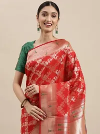 Womens Silk Blend Paithani Saree With Blouse Piece-thumb2