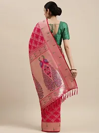 Womens Silk Blend Paithani Saree With Blouse Piece-thumb1