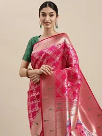 Womens Silk Blend Paithani Saree With Blouse Piece-thumb2