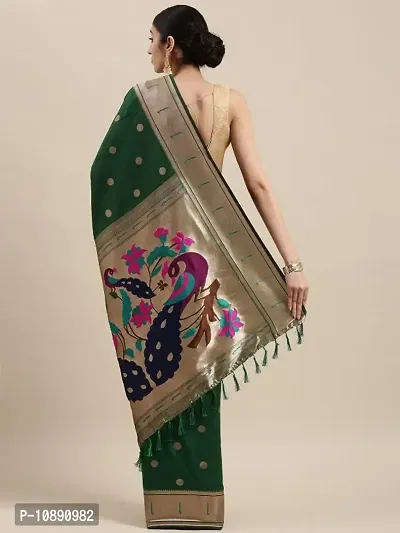 Womens Silk Blend Paithani Saree With Blouse Piece-thumb2