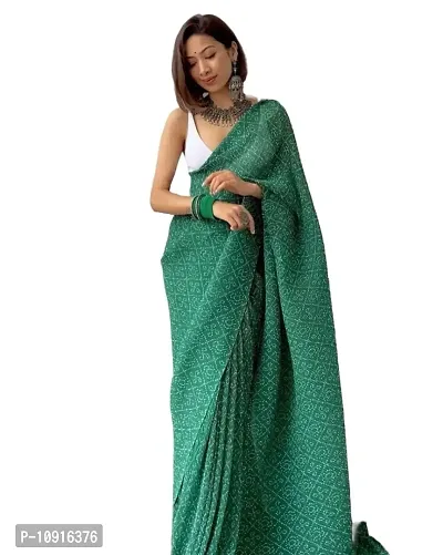Women Georgette Bandhani Saree With Blouse Piece-thumb0