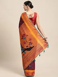 Women Printed Brasso Silk Paithani Saree With Unstitched Blouse Piece-thumb1
