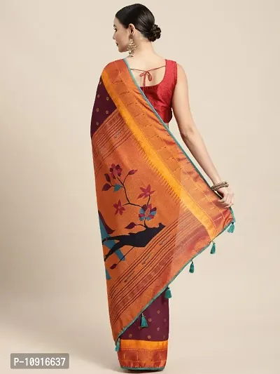 Women Printed Brasso Silk Paithani Saree With Unstitched Blouse Piece-thumb2