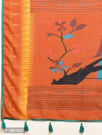 Women Printed Brasso Silk Paithani Saree With Unstitched Blouse Piece-thumb4