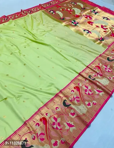 Womens Silk Blend Paithani Saree With Blouse Piece