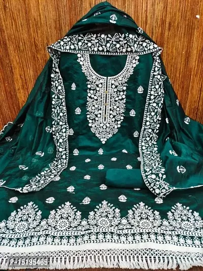 Womens Chanderi Silk Unstitched Dress Material