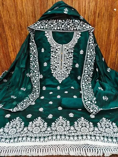 Festive Special Chanderi Silk Embroidery Dress Material