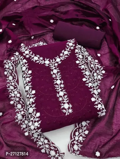Womens Chanderi Silk Embroidery Work Dress Material