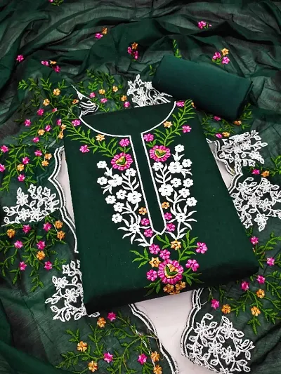 Stylish Chanderi Silk Embroidered Unstitched Suits