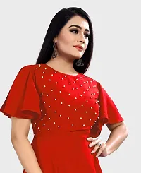 Stylish Red Rayon Solid Ethnic Gowns For Women-thumb1