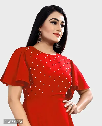 Stylish Red Rayon Solid Ethnic Gowns For Women-thumb2